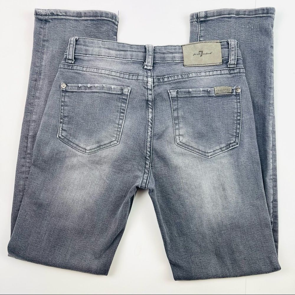 7 for all mankind Slimmy Gray Grey Distressed Destroyed Jeans Size 26 Skinny - Picture 3 of 7